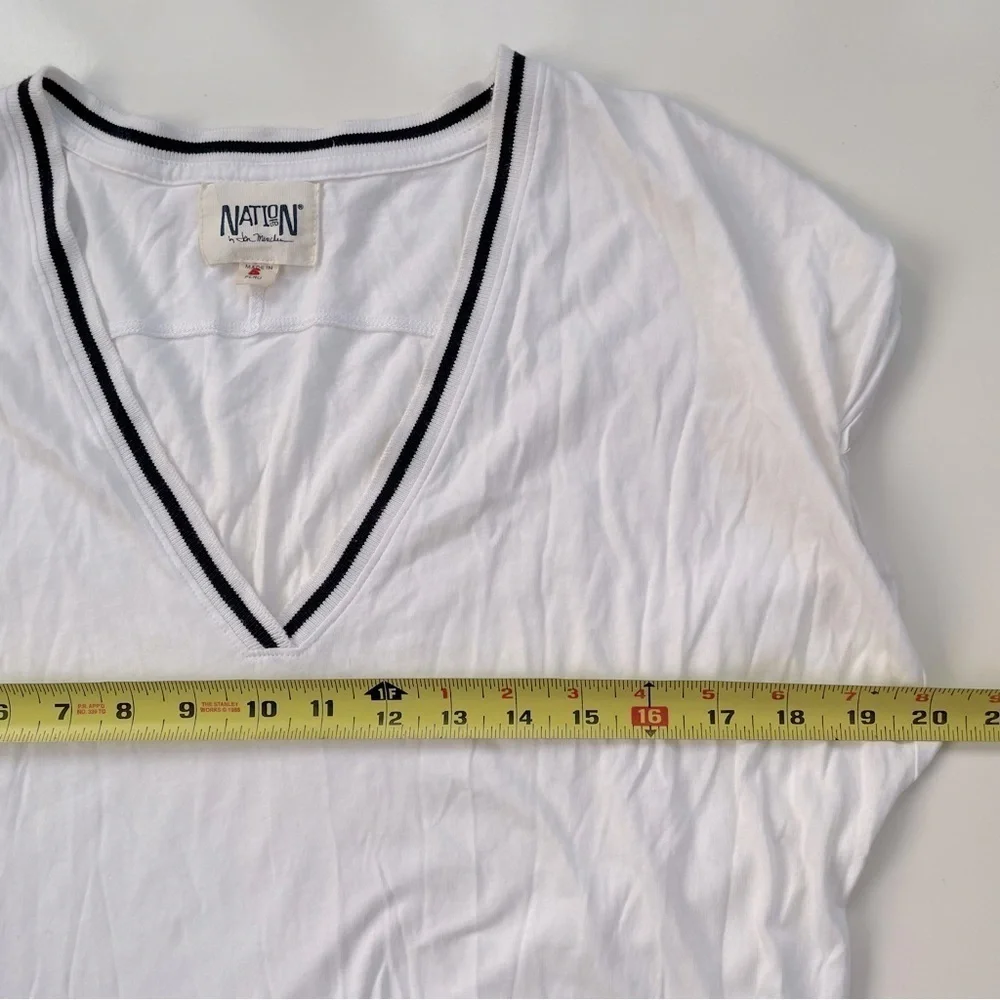 Nation LTD Women's White Black V-neck Black Coverup or T-shirt Dress Size Small